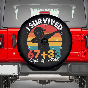 I Survived 67 33 Days Of School Spare Tire Cover Funny Six Seven Meme Math Teacher Kids 100th Day TS10 Black Print Your Wear
