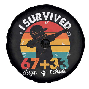 I Survived 67 33 Days Of School Spare Tire Cover Funny Six Seven Meme Math Teacher Kids 100th Day TS10 Print Your Wear