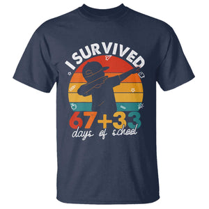 I Survived 67 33 Days Of School T Shirt Funny Six Seven Meme Math Teacher Kids 100th Day TS10 Navy Print Your Wear