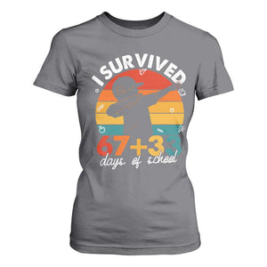 I Survived 67 33 Days Of School T Shirt For Women Funny Six Seven Meme Math Teacher Kids 100th Day TS10 Charcoal Print Your Wear