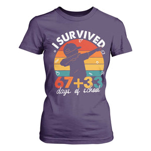 I Survived 67 33 Days Of School T Shirt For Women Funny Six Seven Meme Math Teacher Kids 100th Day TS10 Purple Print Your Wear