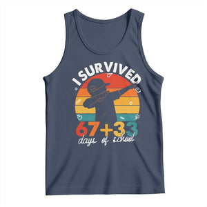 I Survived 67 33 Days Of School Tank Top Funny Six Seven Meme Math Teacher Kids 100th Day TS10 Navy Print Your Wear