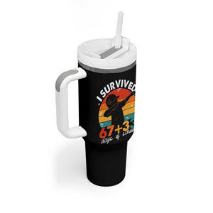 I Survived 67 33 Days Of School Tumbler With Handle Funny Six Seven Meme Math Teacher Kids 100th Day TS10 Print Your Wear