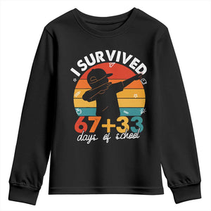 I Survived 67 33 Days Of School Youth Sweatshirt Funny Six Seven Meme Math Teacher Kids 100th Day TS10 Black Print Your Wear