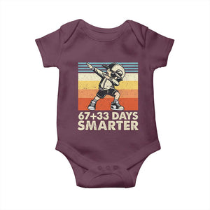 100 Days Smarter Baby Onesie Funny 67 33 Six Seven Math Teacher Kids 100th Day TS10 Maroon Print Your Wear