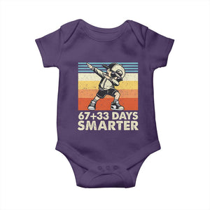 100 Days Smarter Baby Onesie Funny 67 33 Six Seven Math Teacher Kids 100th Day TS10 Purple Print Your Wear