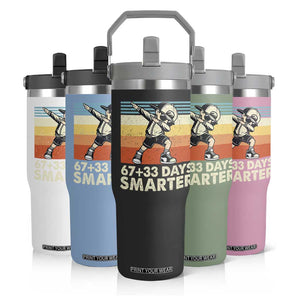 100 Days Smarter Flip Straw Tumbler Funny 67 33 Six Seven Math Teacher Kids 100th Day TS10 Print Your Wear