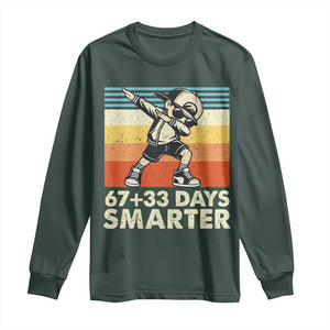 100 Days Smarter Long Sleeve Shirt Funny 67 33 Six Seven Math Teacher Kids 100th Day TS10 Dark Forest Green Print Your Wear