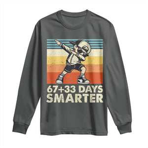 100 Days Smarter Long Sleeve Shirt Funny 67 33 Six Seven Math Teacher Kids 100th Day TS10 Dark Heather Print Your Wear