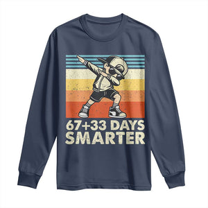 100 Days Smarter Long Sleeve Shirt Funny 67 33 Six Seven Math Teacher Kids 100th Day TS10 Navy Print Your Wear
