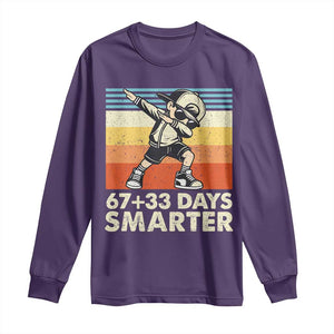 100 Days Smarter Long Sleeve Shirt Funny 67 33 Six Seven Math Teacher Kids 100th Day TS10 Purple Print Your Wear