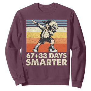 100 Days Smarter Sweatshirt Funny 67 33 Six Seven Math Teacher Kids 100th Day TS10 Maroon Print Your Wear