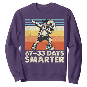 100 Days Smarter Sweatshirt Funny 67 33 Six Seven Math Teacher Kids 100th Day TS10 Purple Print Your Wear