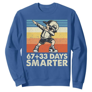 100 Days Smarter Sweatshirt Funny 67 33 Six Seven Math Teacher Kids 100th Day TS10 Royal Blue Print Your Wear