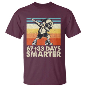 100 Days Smarter T Shirt Funny 67 33 Six Seven Math Teacher Kids 100th Day TS10 Maroon Print Your Wear