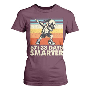 100 Days Smarter T Shirt For Women Funny 67 33 Six Seven Math Teacher Kids 100th Day TS10 Maroon Print Your Wear