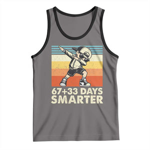 100 Days Smarter Tank Top Funny 67 33 Six Seven Math Teacher Kids 100th Day TS10 Deep Heather Black Print Your Wear