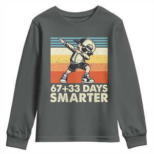 100 Days Smarter Youth Sweatshirt Funny 67 33 Six Seven Math Teacher Kids 100th Day TS10 Dark Heather Print Your Wear