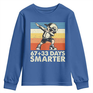 100 Days Smarter Youth Sweatshirt Funny 67 33 Six Seven Math Teacher Kids 100th Day TS10 Royal Blue Print Your Wear