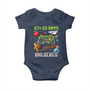 67 33 100 Days Level Unlocked Baby Onesie Gaming 100th Day of School Boys Kid TS10 Navy Print Your Wear