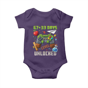 67 33 100 Days Level Unlocked Baby Onesie Gaming 100th Day of School Boys Kid TS10 Purple Print Your Wear