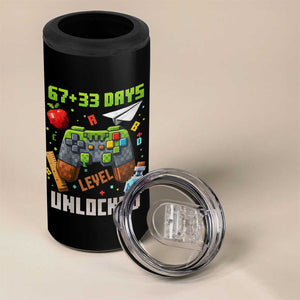 67 33 100 Days Level Unlocked 4 in 1 Can Cooler Tumbler Gaming 100th Day of School Boys Kid TS10 Print Your Wear
