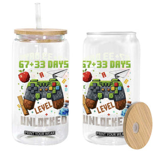 67 33 100 Days Level Unlocked Glass Can Gaming 100th Day of School Boys Kid TS10 Print Your Wear