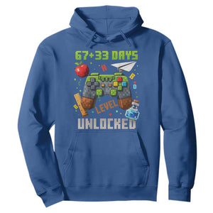 67 33 100 Days Level Unlocked Hoodie Gaming 100th Day of School Boys Kid TS10 Royal Blue Print Your Wear