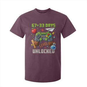 67 33 100 Days Level Unlocked T Shirt For Kid Gaming 100th Day of School Boys Kid TS10 Maroon Print Your Wear