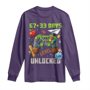67 33 100 Days Level Unlocked Long Sleeve Shirt Gaming 100th Day of School Boys Kid TS10 Purple Print Your Wear
