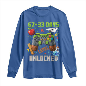 67 33 100 Days Level Unlocked Long Sleeve Shirt Gaming 100th Day of School Boys Kid TS10 Royal Blue Print Your Wear