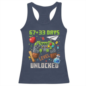 67 33 100 Days Level Unlocked Racerback Tank Top Gaming 100th Day of School Boys Kid TS10 Navy Print Your Wear