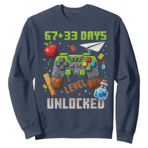 67 33 100 Days Level Unlocked Sweatshirt Gaming 100th Day of School Boys Kid TS10 Navy Print Your Wear