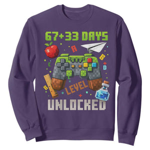 67 33 100 Days Level Unlocked Sweatshirt Gaming 100th Day of School Boys Kid TS10 Purple Print Your Wear