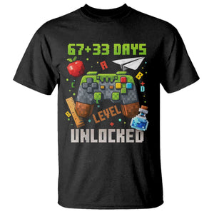 67 33 100 Days Level Unlocked T Shirt - Gaming 100th Day of School Boys Kids Tee TS10 Black Print Your Wear