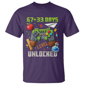 67 33 100 Days Level Unlocked T Shirt - Gaming 100th Day of School Boys Kids Tee TS10 Purple Print Your Wear