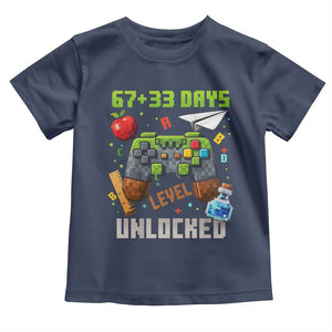 67 33 100 Days Level Unlocked Toddler T Shirt Gaming 100th Day of School Boys Kid TS10 Navy Print Your Wear