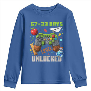 67 33 100 Days Level Unlocked Youth Sweatshirt Gaming 100th Day of School Boys Kid TS10 Royal Blue Print Your Wear