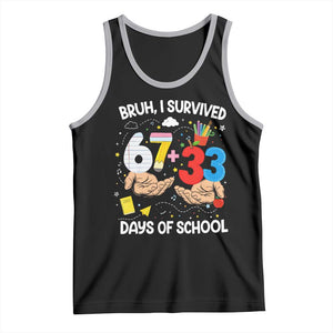 Bruh I Survived 67 33 100 Days of School Tank Top Six Seven Teachers Kids TS10 Black Athletic Heather Print Your Wear