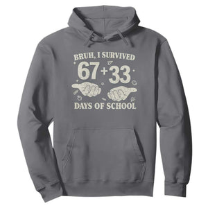 Bruh I Survived 100 Days of School Hoodie 67 33 Six Seven Hands Meme Funny Gen Alpha TS10 Charcoal Print Your Wear