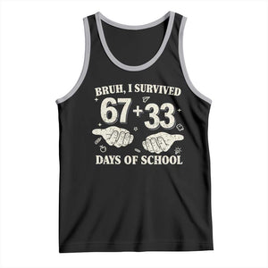 Bruh I Survived 100 Days of School Tank Top 67 33 Six Seven Hands Meme Funny Gen Alpha TS10 Black Athletic Heather Print Your Wear