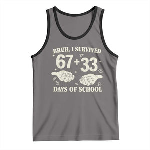 Bruh I Survived 100 Days of School Tank Top 67 33 Six Seven Hands Meme Funny Gen Alpha TS10 Deep Heather Black Print Your Wear