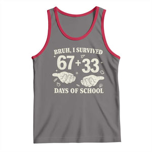 Bruh I Survived 100 Days of School Tank Top 67 33 Six Seven Hands Meme Funny Gen Alpha TS10 Deep Heather Red Print Your Wear