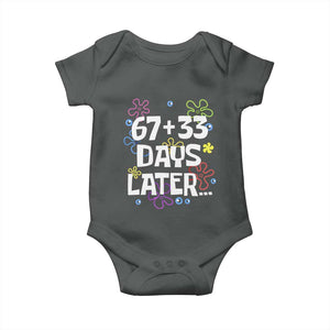 67 33 One Hundred Days Later Baby Onesie Funny 100th Day of School Flowers TS10 Dark Heather Print Your Wear