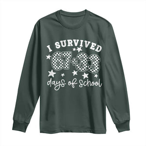 I Survived 67 33 100 Days of School Long Sleeve Shirt Funny 100th Day of School One Hundred Days TS10 Dark Forest Green Print Your Wear