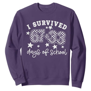 I Survived 67 33 100 Days of School Sweatshirt Funny 100th Day of School One Hundred Days TS10 Purple Print Your Wear