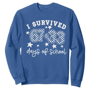 I Survived 67 33 100 Days of School Sweatshirt Funny 100th Day of School One Hundred Days TS10 Royal Blue Print Your Wear