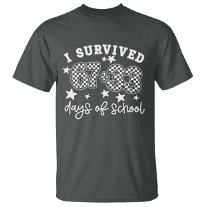 I Survived 67 33 100 Days of School T Shirt Funny 100th Day of School One Hundred Days TS10 Dark Heather Print Your Wear