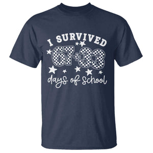 I Survived 67 33 100 Days of School T Shirt Funny 100th Day of School One Hundred Days TS10 Navy Print Your Wear