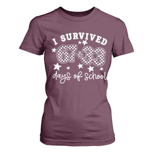 I Survived 67 33 100 Days of School T Shirt For Women Funny 100th Day of School One Hundred Days TS10 Maroon Print Your Wear